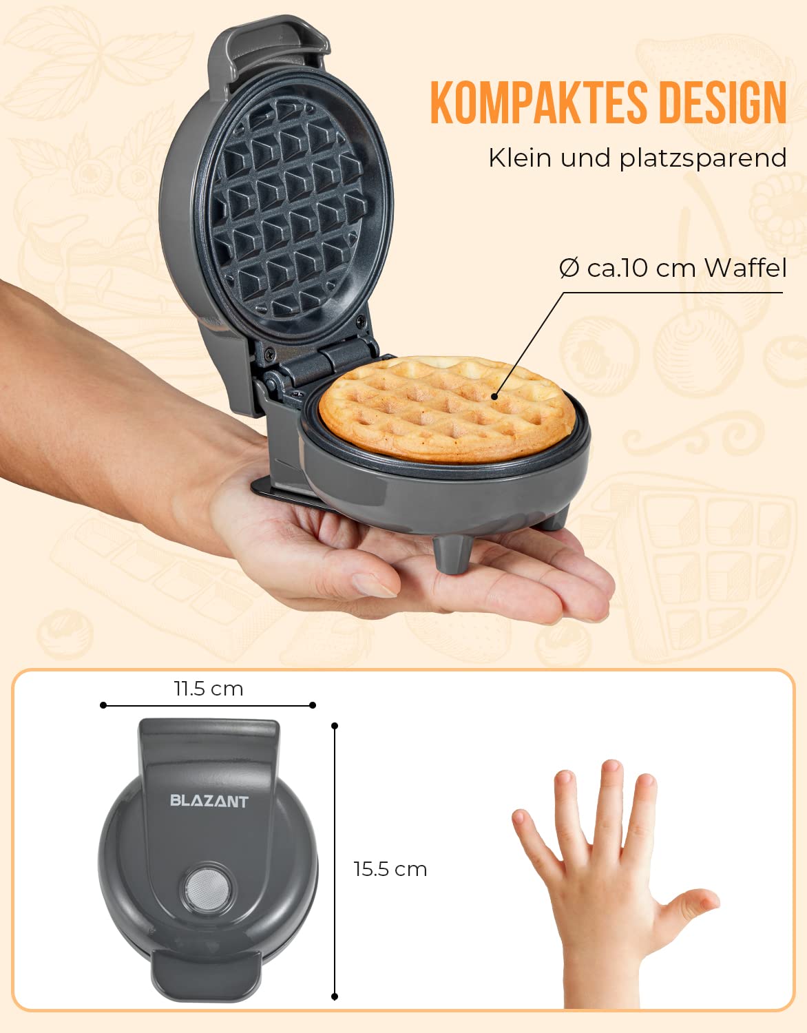 Mini máquina de waffle compacta