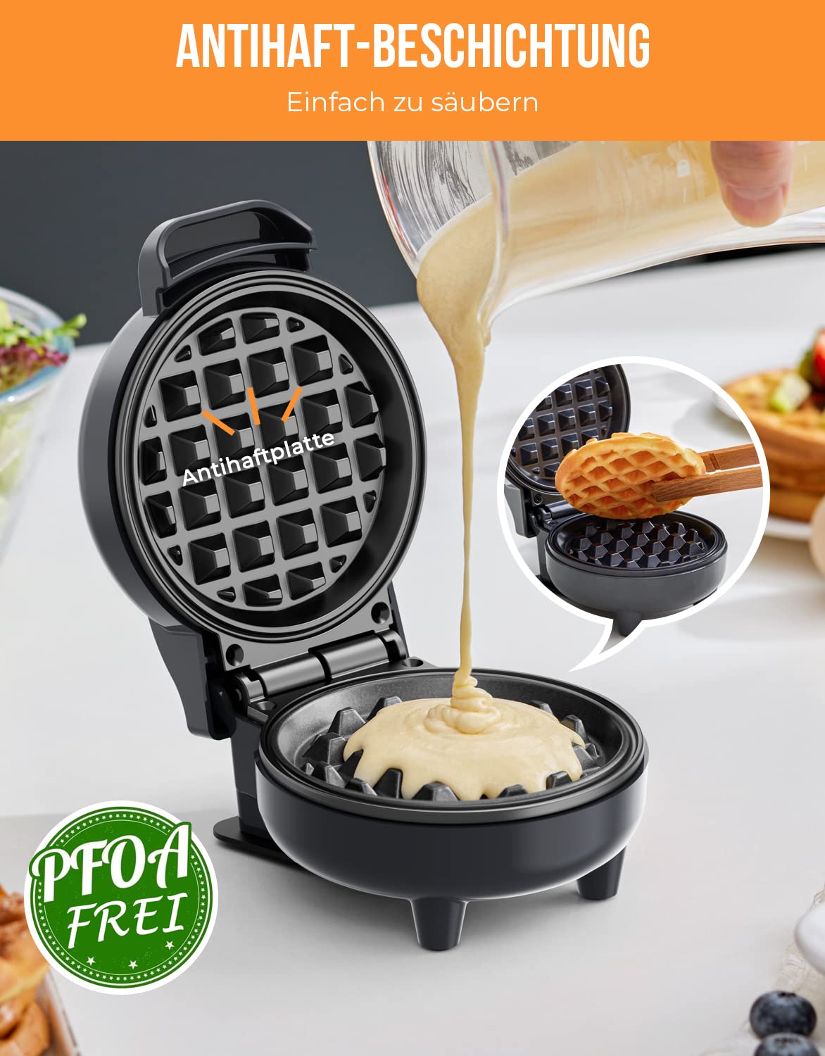 Mini máquina de waffle compacta