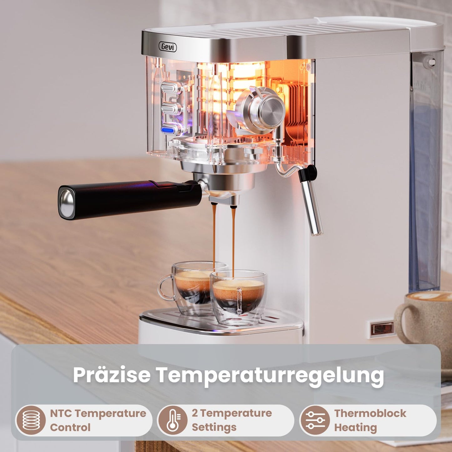 Máquina de café expresso semiautomática branca