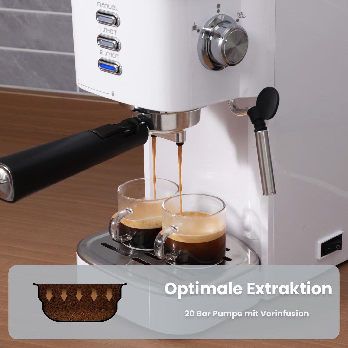 Máquina de café expresso semiautomática branca