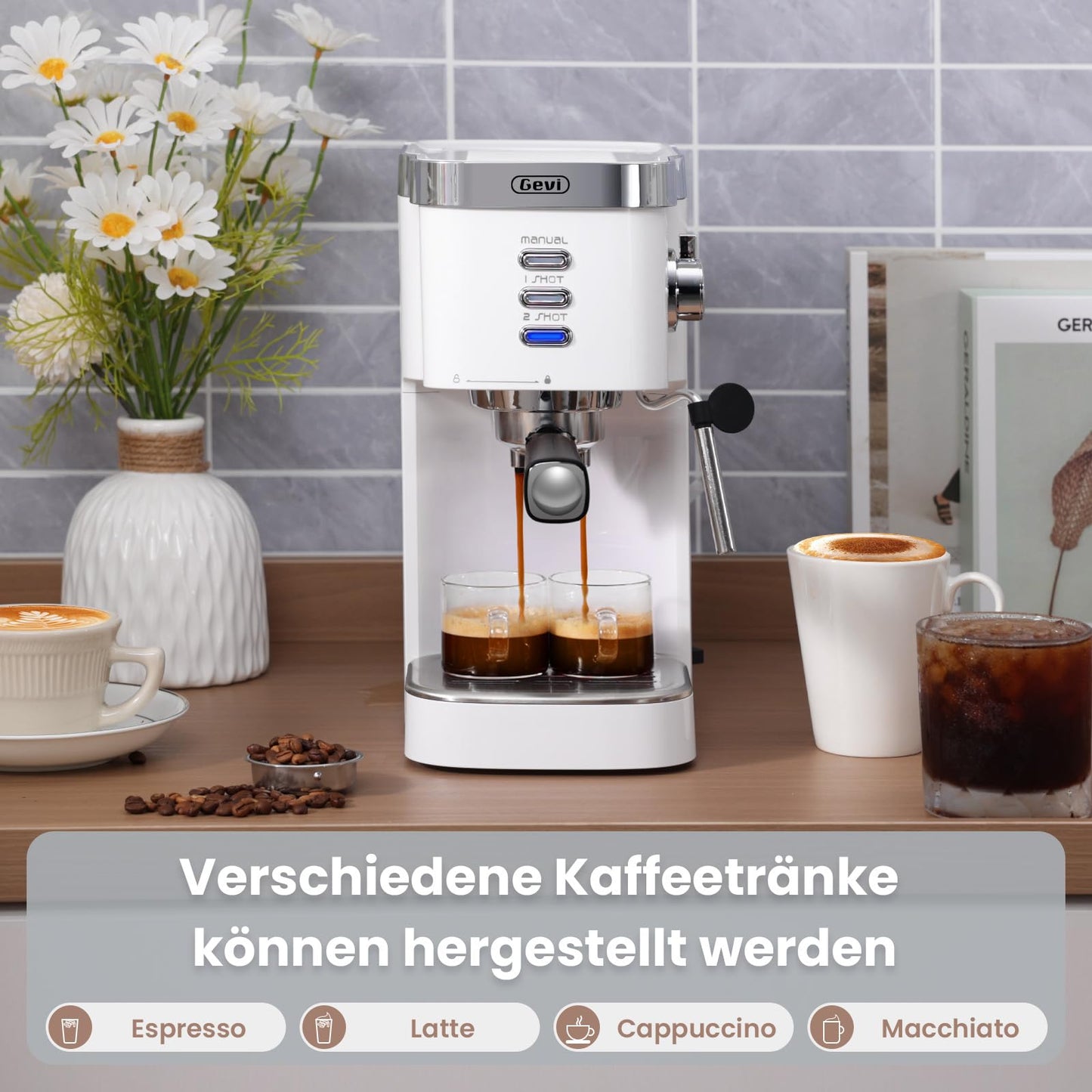 Máquina de café expresso semiautomática branca