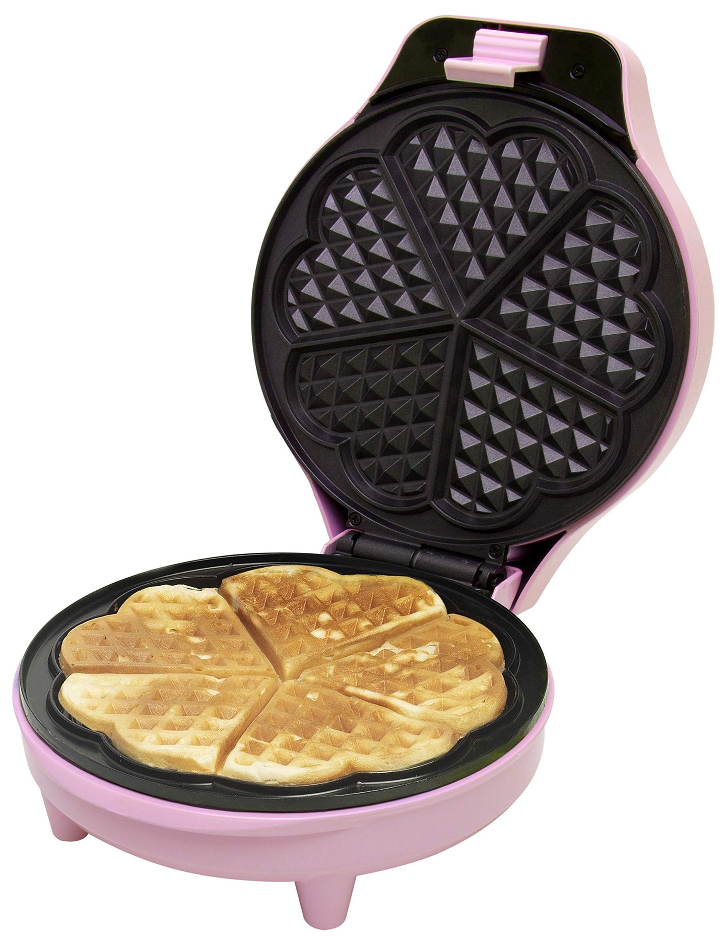 Máquina de waffle em formato de coração rosa