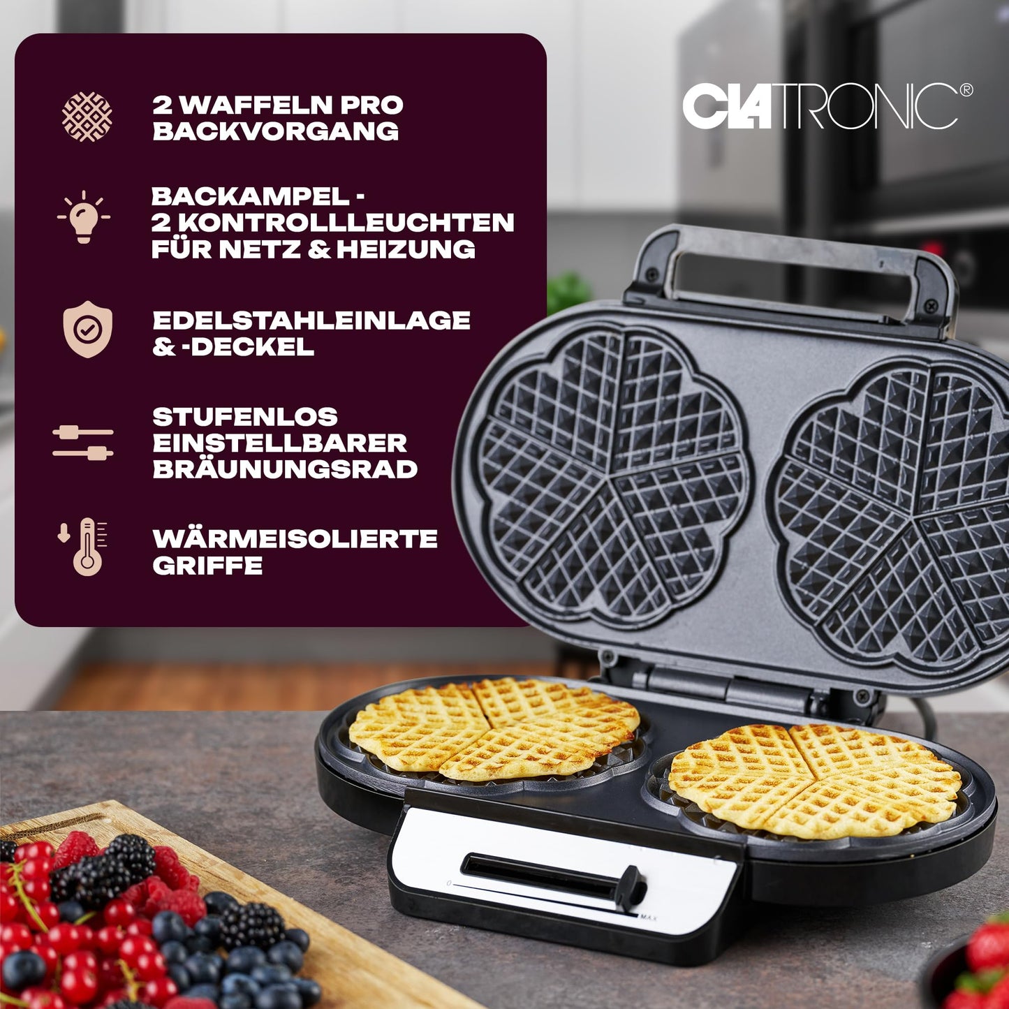 Waffle iron heart shape adjustable