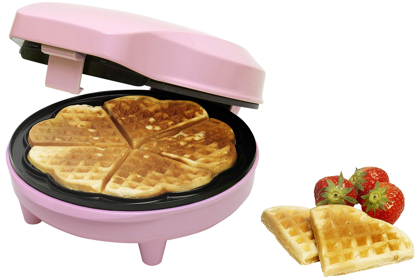 Máquina de waffle em formato de coração rosa