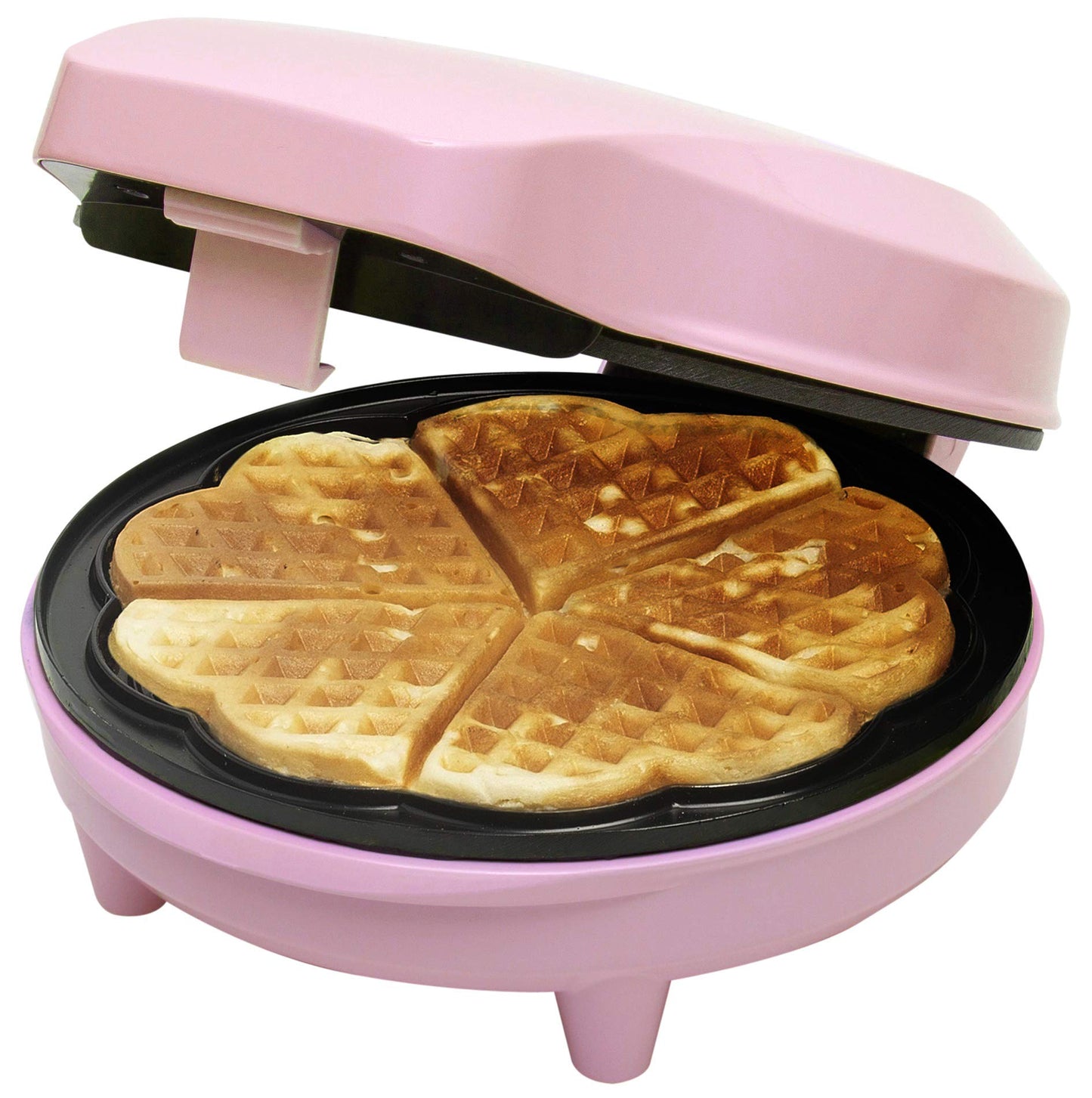 Máquina de waffle em formato de coração rosa