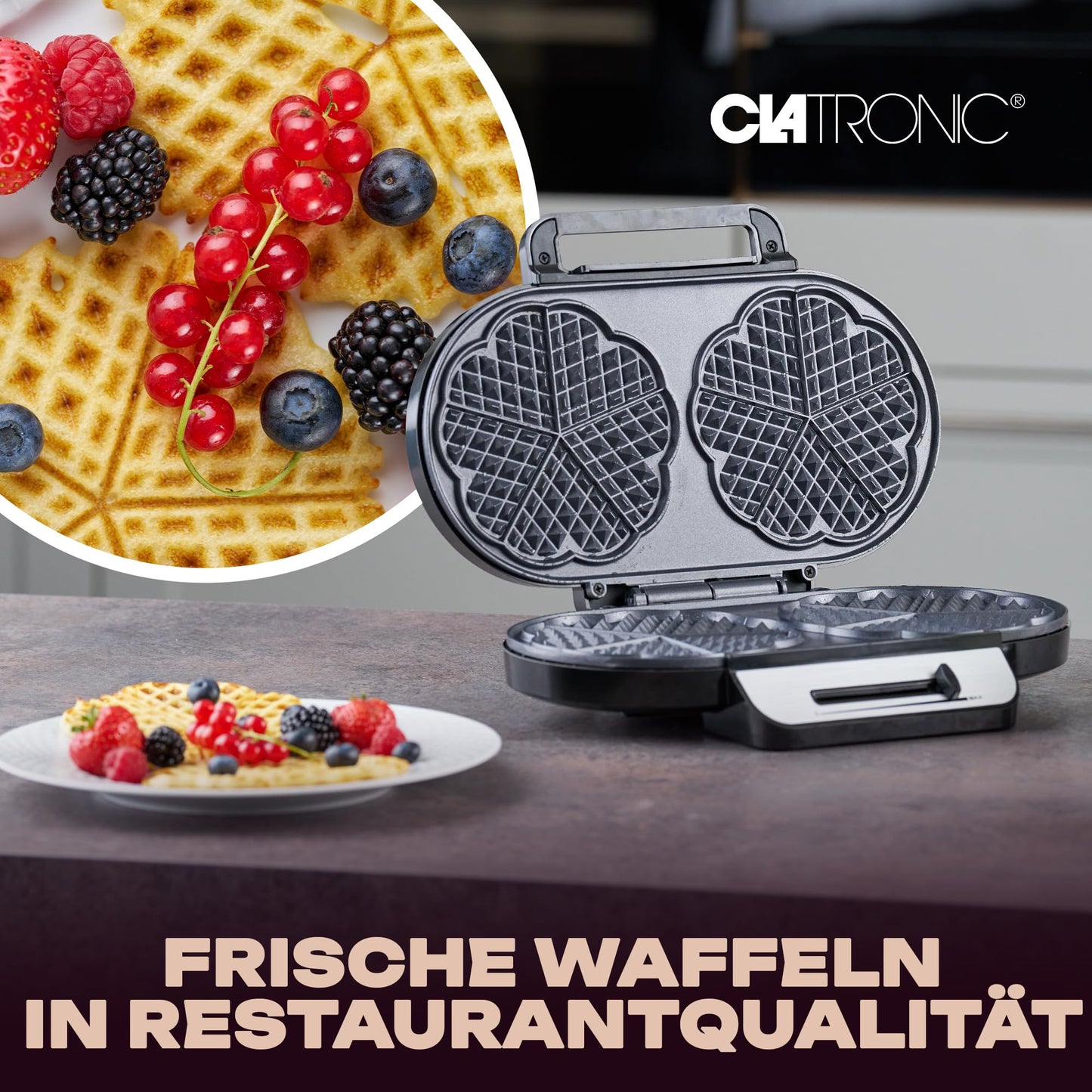 Waffle iron heart shape adjustable